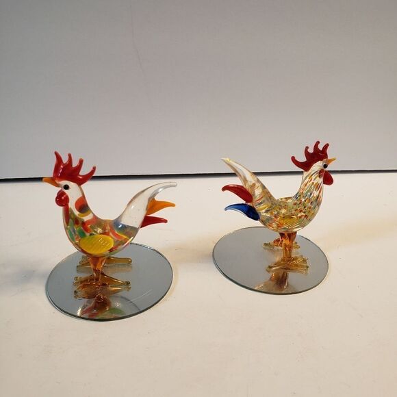 Hand-blown Glass Roosters - Picture 4 of 8